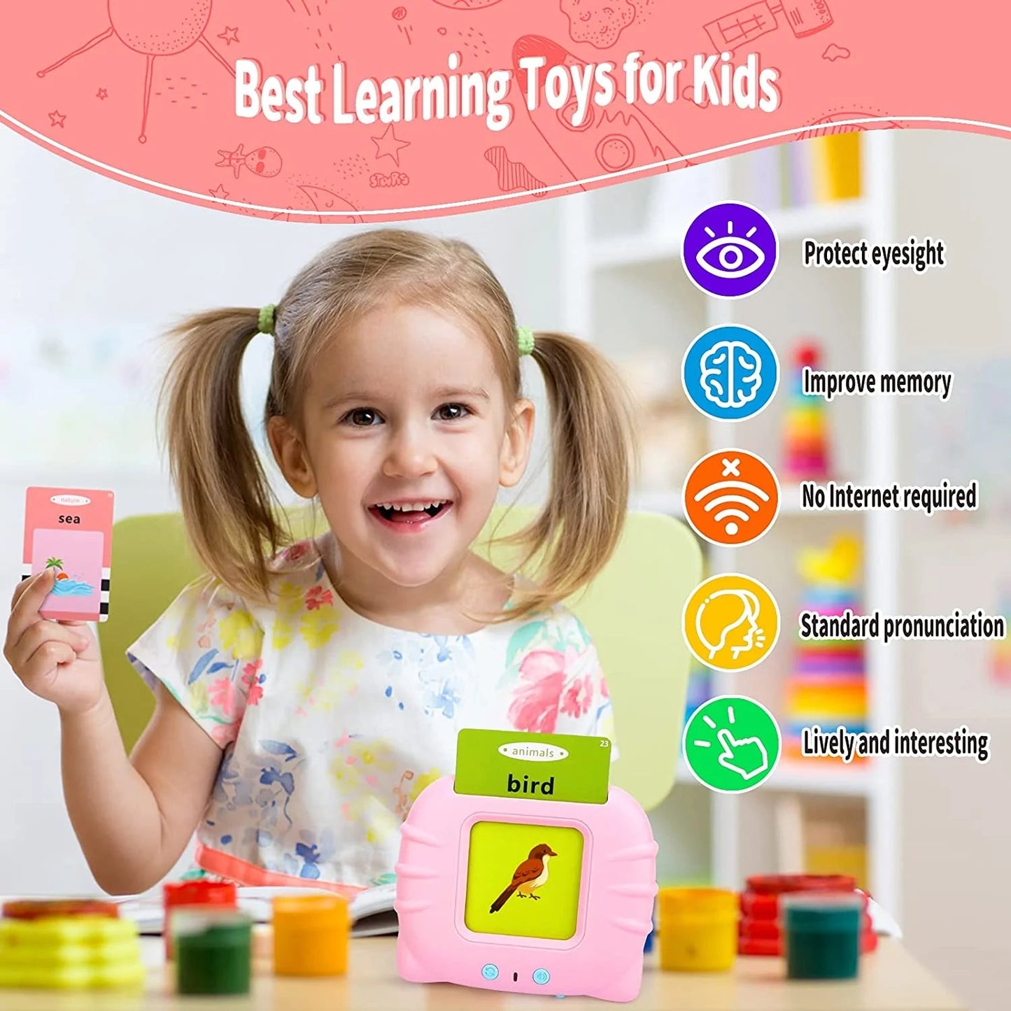 Talking Flash Card Toy for Kids- 220+ Words